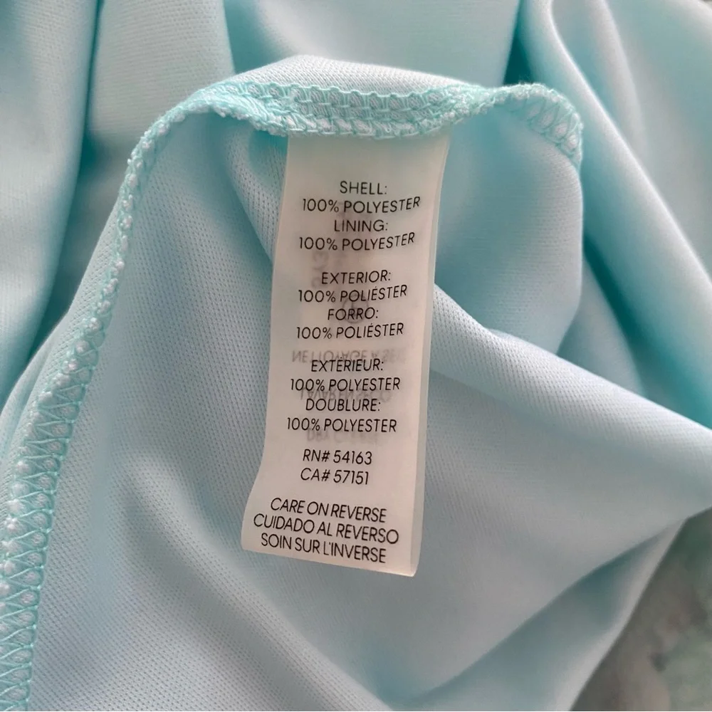 Calvin Klein 6 Maxi Dress Aqua Blue Asian Floral Cold Shoulder Chiffon Flowy - Picture 8 of 13